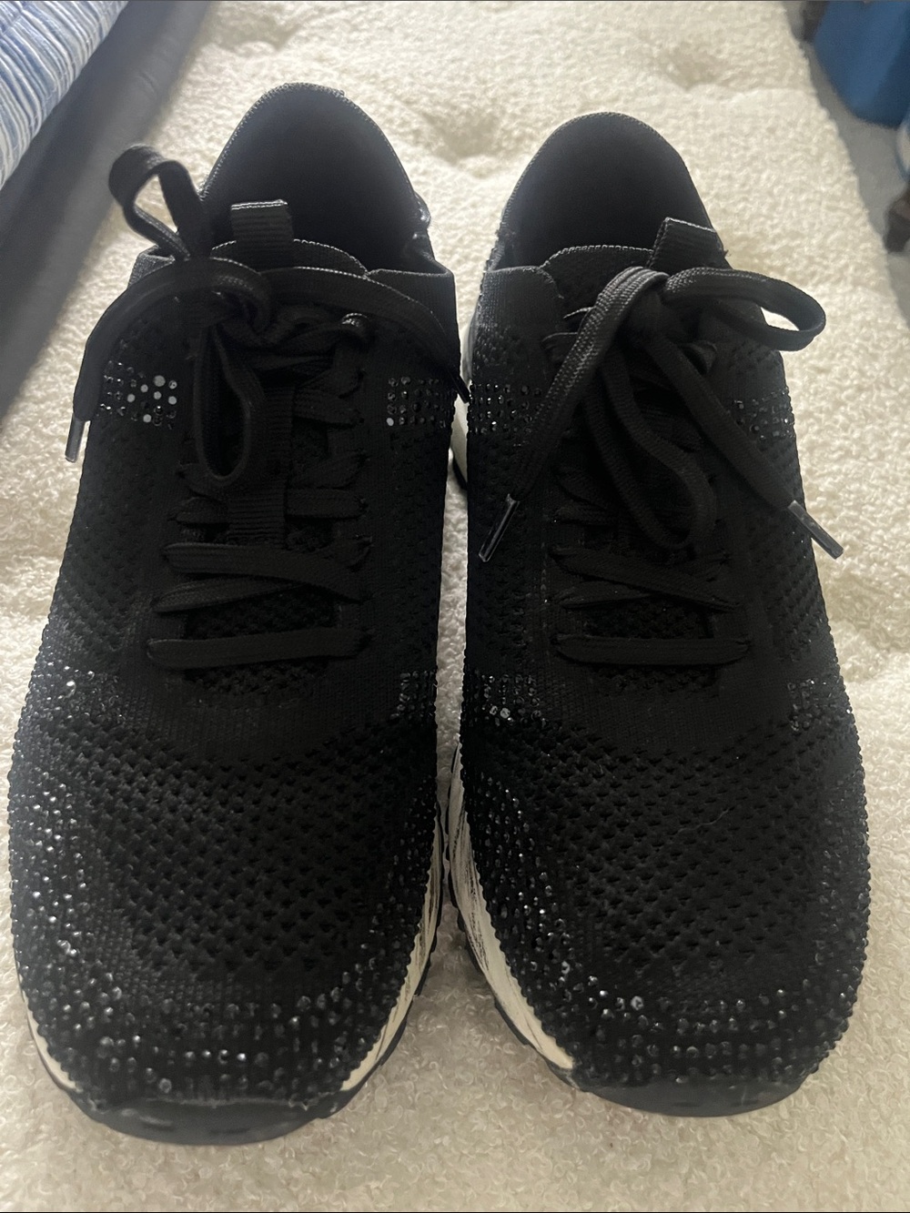 ZARA Black Knit Rhinestone Embellished Sneakers